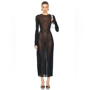 Jean Paul Gaultier The Morphing Pinstripe Flocked Sheer Mesh Dress Sz XS NWT
